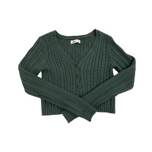 forest green cropped cardigan
